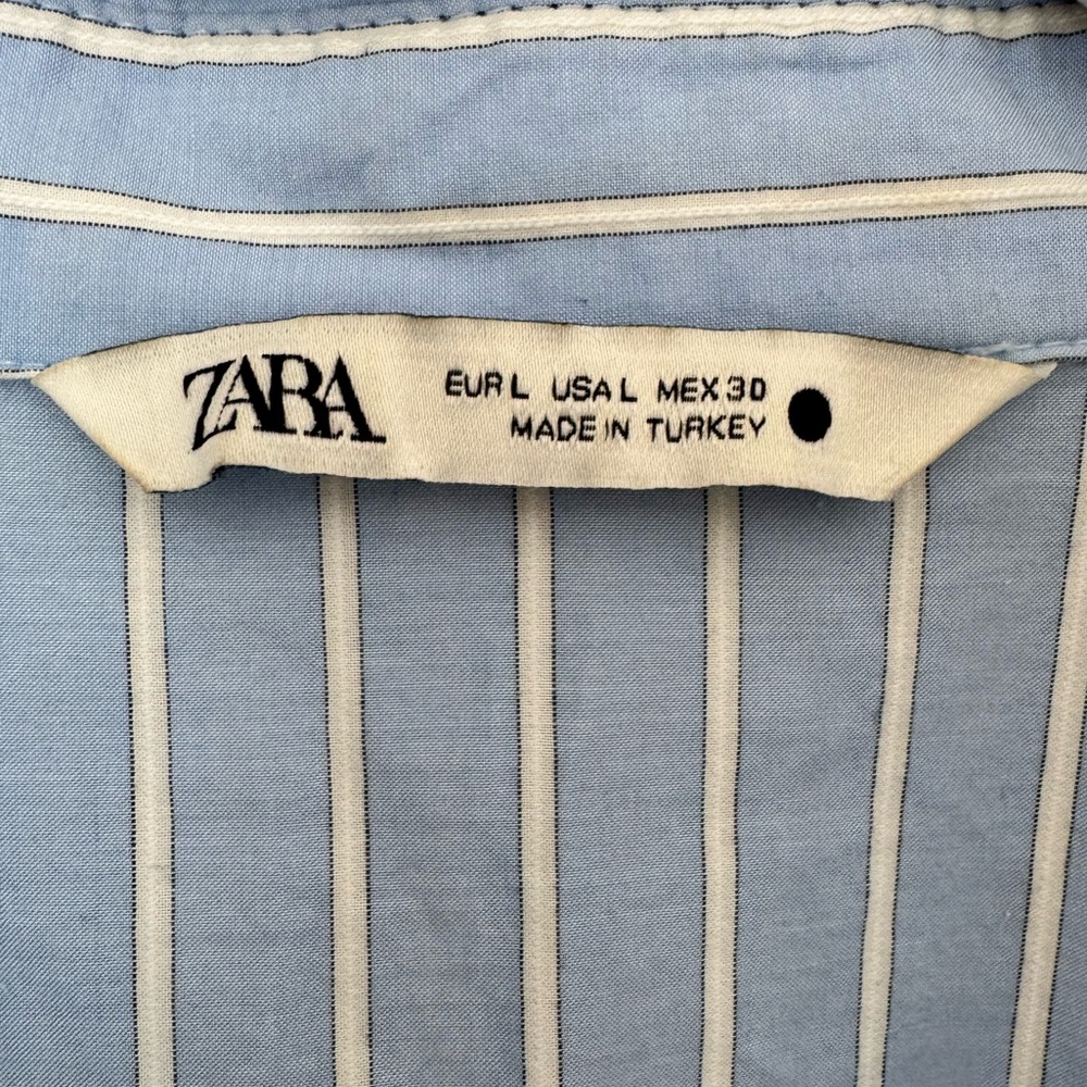 Zara blue pinstripe shirt dress tunic size Large - Picture 5 of 16